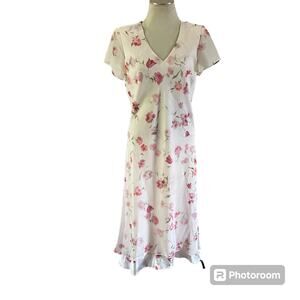 Vtg Y2K Pink Floral Flutter Sleeve Maxi Dress Plus Sz 16 Fairycore Romantic